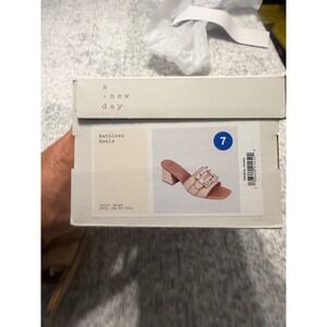 A New Day Kathleen Heels Beige Embellished‎ Slide Mules Women's Size 7